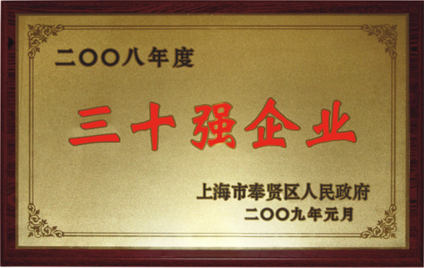 信基2008年度三十強企業(yè)證書